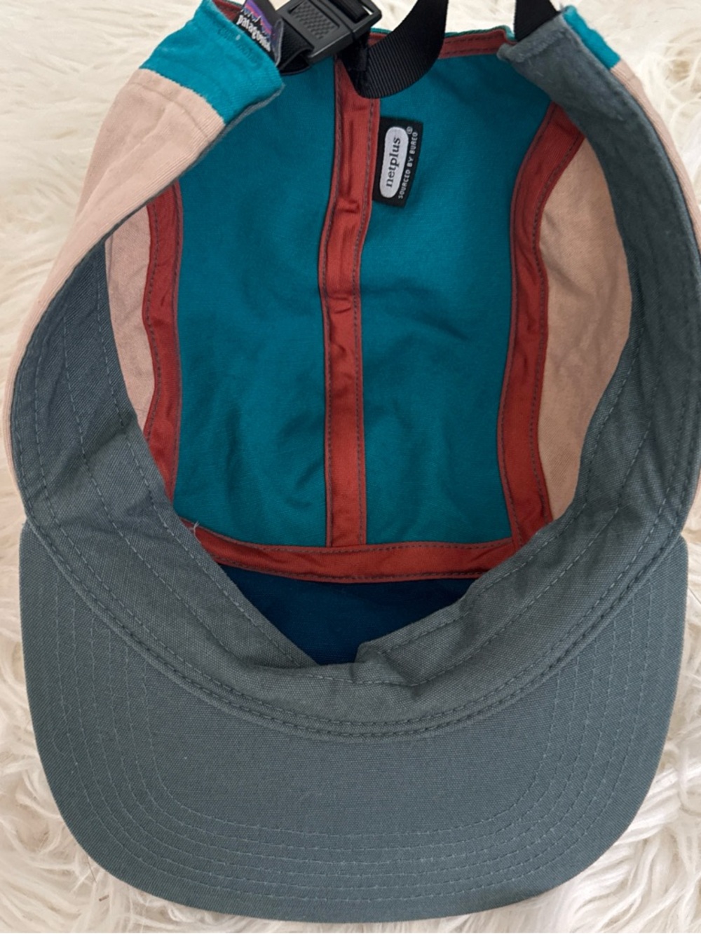 Patagonia Colorblock Five-Panel Cap in Teal, Dark Teal & Pink - Picture 2 of 2